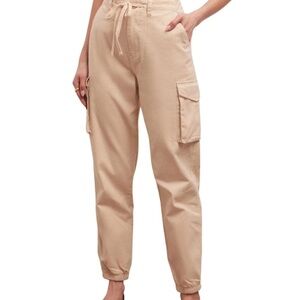 Z SUPPLY Women’s Cargo Jogger Pants Beige |S L| Casual Utility Pocket Pants W-19